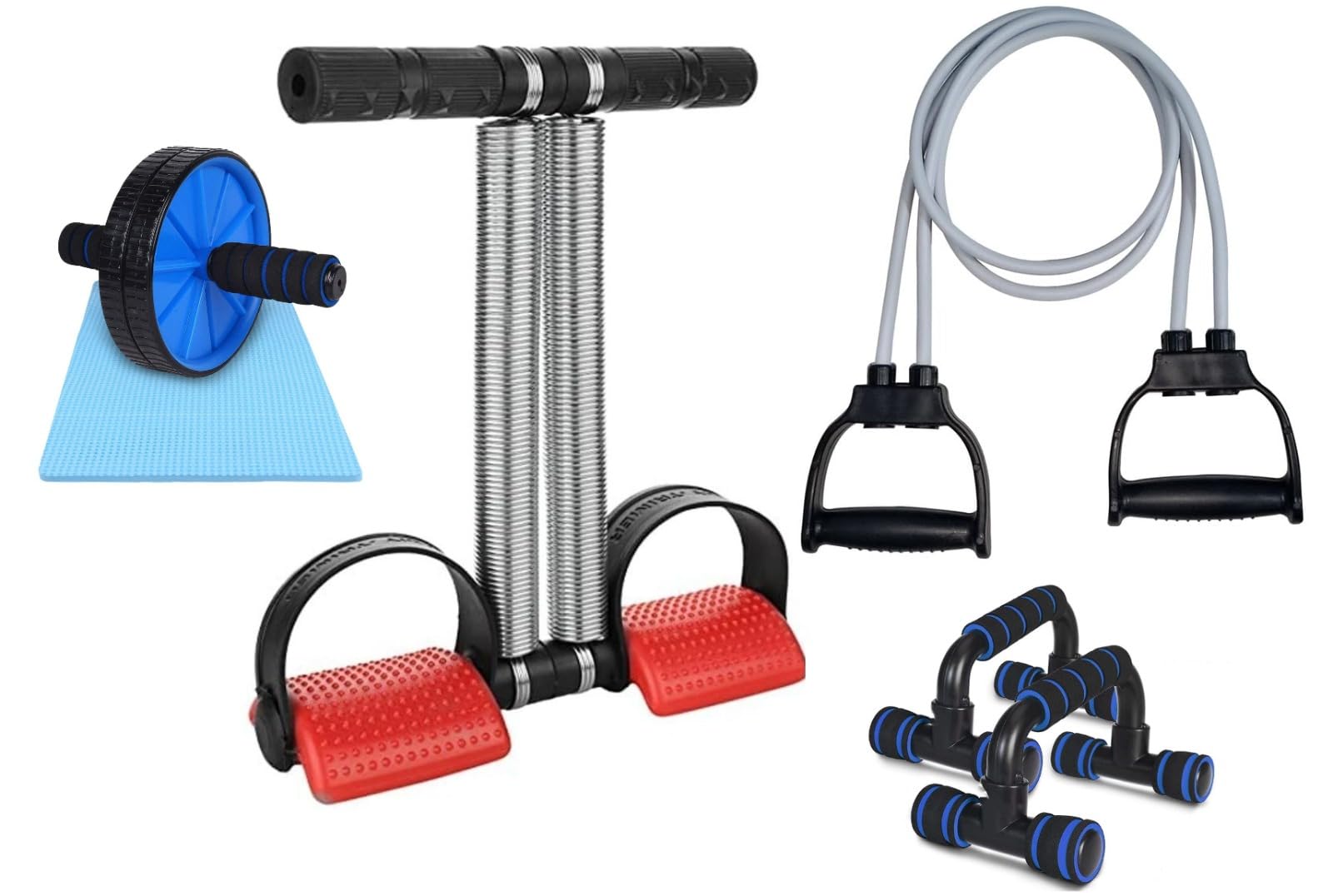 HORSE FIT Tummy Trimmer, Double Wheel Abs Roller, Pushup Bar and Double Toning Tube Home Gym Exercise Equipment for Men Women Gym Kit Combo for Home Workout(Multicolor) (B0D4K9TN9W) Amazon Price History, Amazon Price Tracker