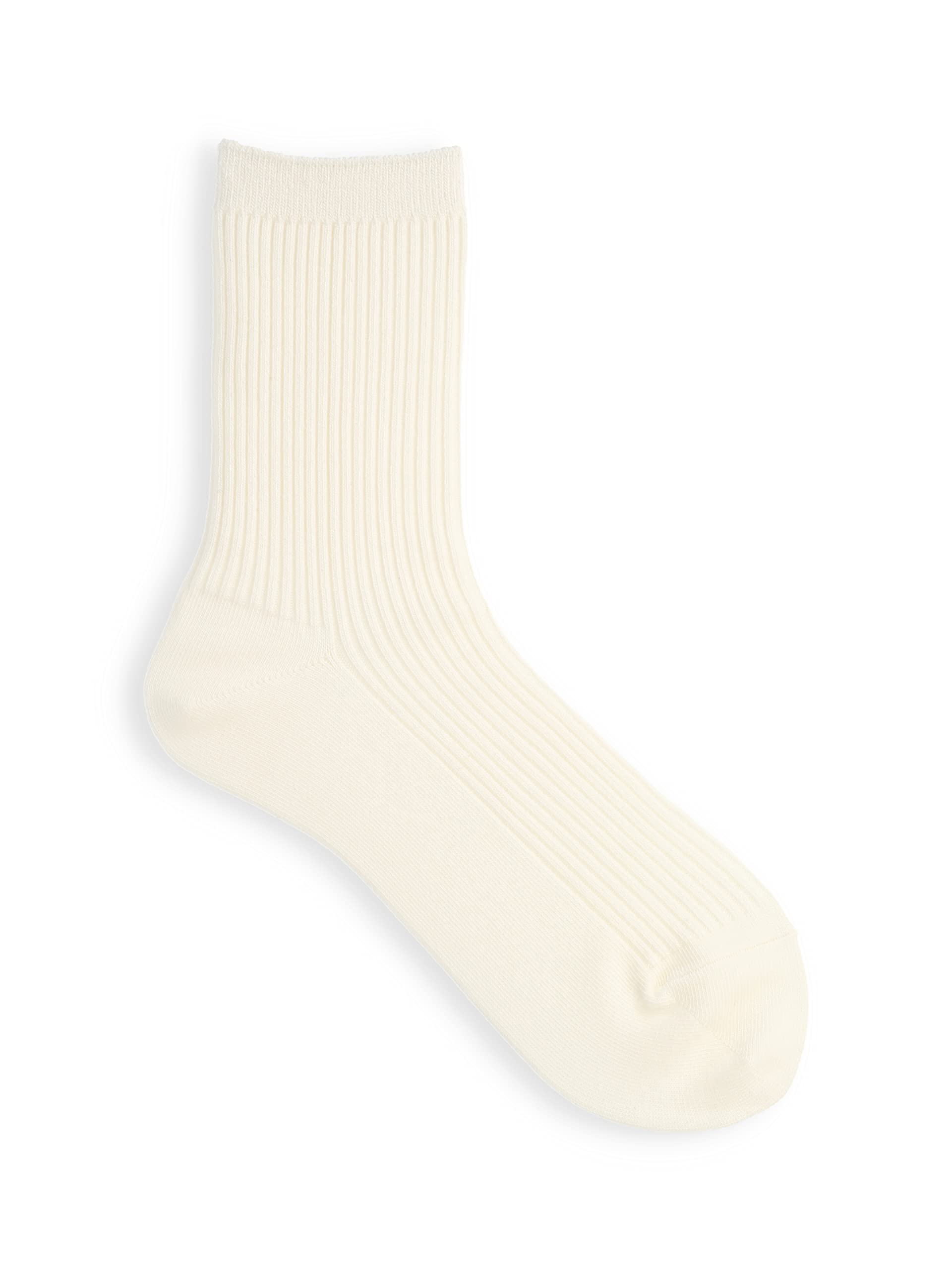Tabio Made in Japan Women 2x2 Rib Crew Socks Cotton Off-White