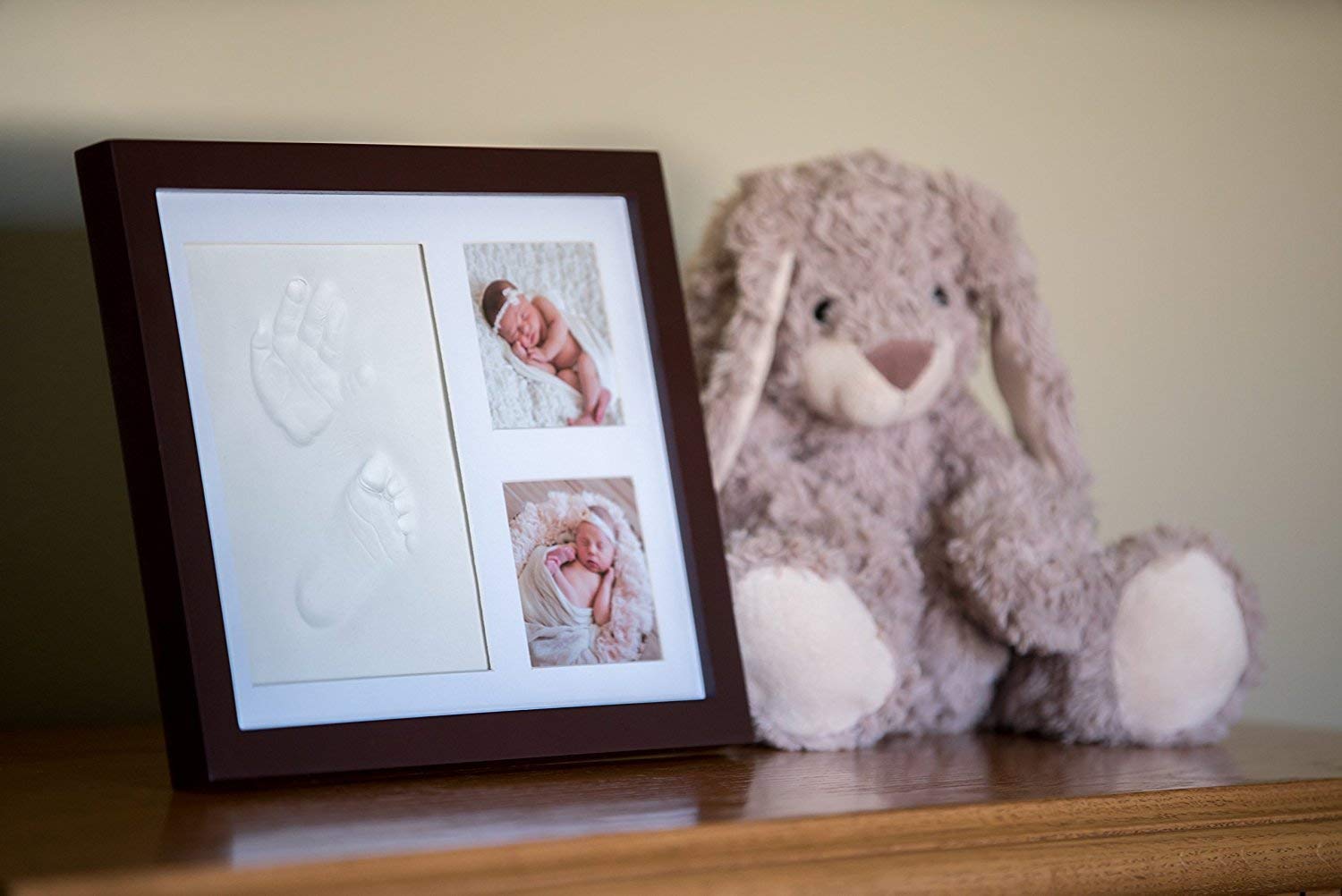 Mold Your Memories Baby Clay Handprint & Footprint Photo Frame (PINK) for Newborn Girls and Boys – Safe and Non-toxic Clay | Elegant Solid Wood | Perfect for New Baby Boy/Girl Baby Shower Gift (Dark Blue, Space) 1