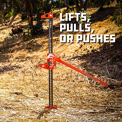 Image of Powerbuilt 8-Inch Ratcheting Off Road Utility Farm Jack, 3 Ton (6,000 lb) Capacity Utility High Lift Farm Jack, Lift Range: 5-1 /4 inch to 34-1 /2 inch, for Tractor Truck SUV -647587