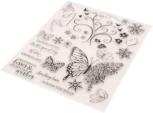 Miniatura 4 de Palabras de bendición de copo de nieve de mariposa sellos transparentes para hacer tarjetas decoración de álbumes de recortes flores florales