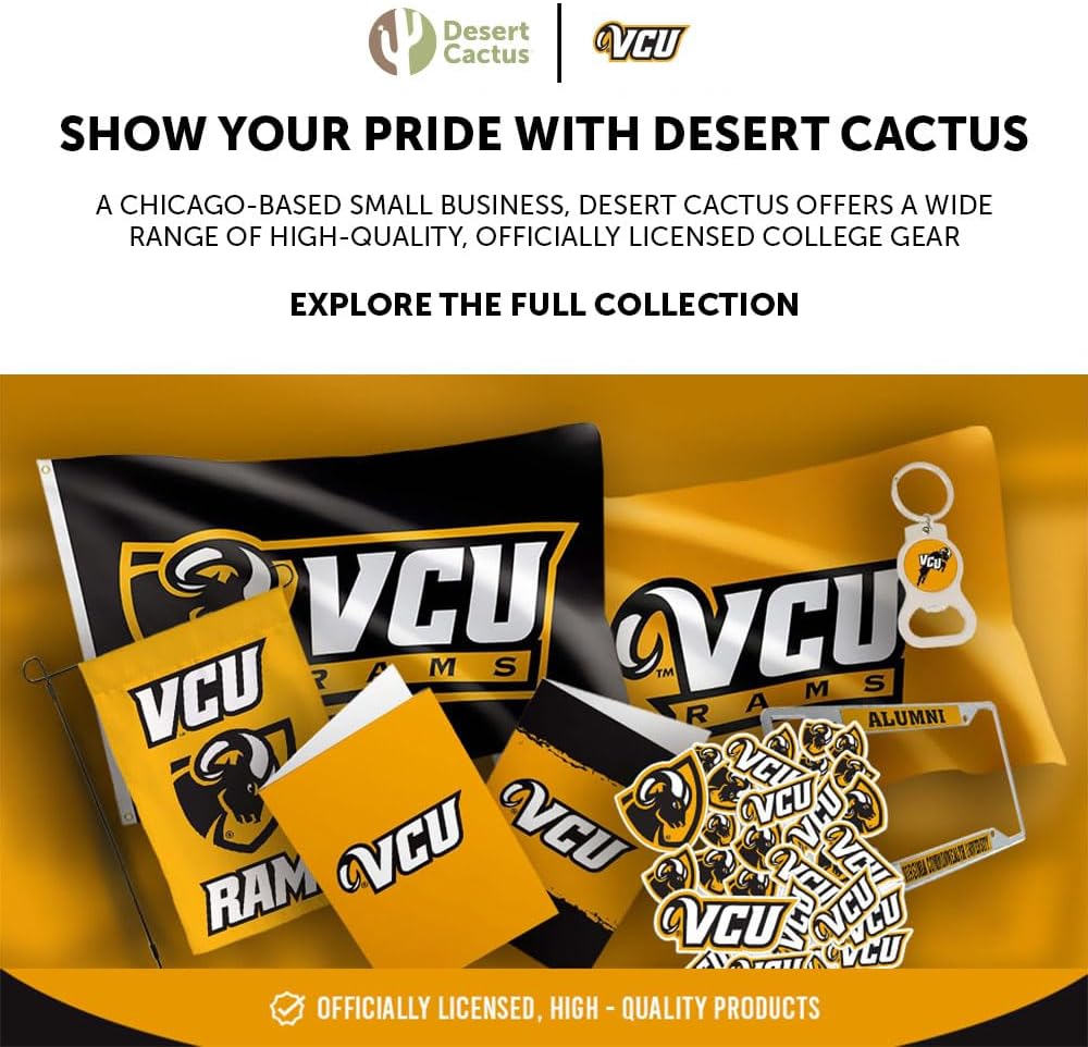 Desert Cactus Virginia Commonwealth University Baseball Hat VCU Rams Brimmed Embroidered Cap Adjustable Cloth Strap Adult (Style A) Black