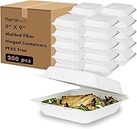 Vista 15 de KARAT EARTH Clamshell - Recipientes de alimentos para llevar [6 x 6 pulgadas, 500 unidades] Contenedores compostables para llevar, bagazo