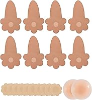 Aimuyan Boob Tape Breast Lift for Women: 8pcs Sticky Push-Up Tape + 2pcs Reusable Silicone Strapless Bras (C-D Cup, Beige)
