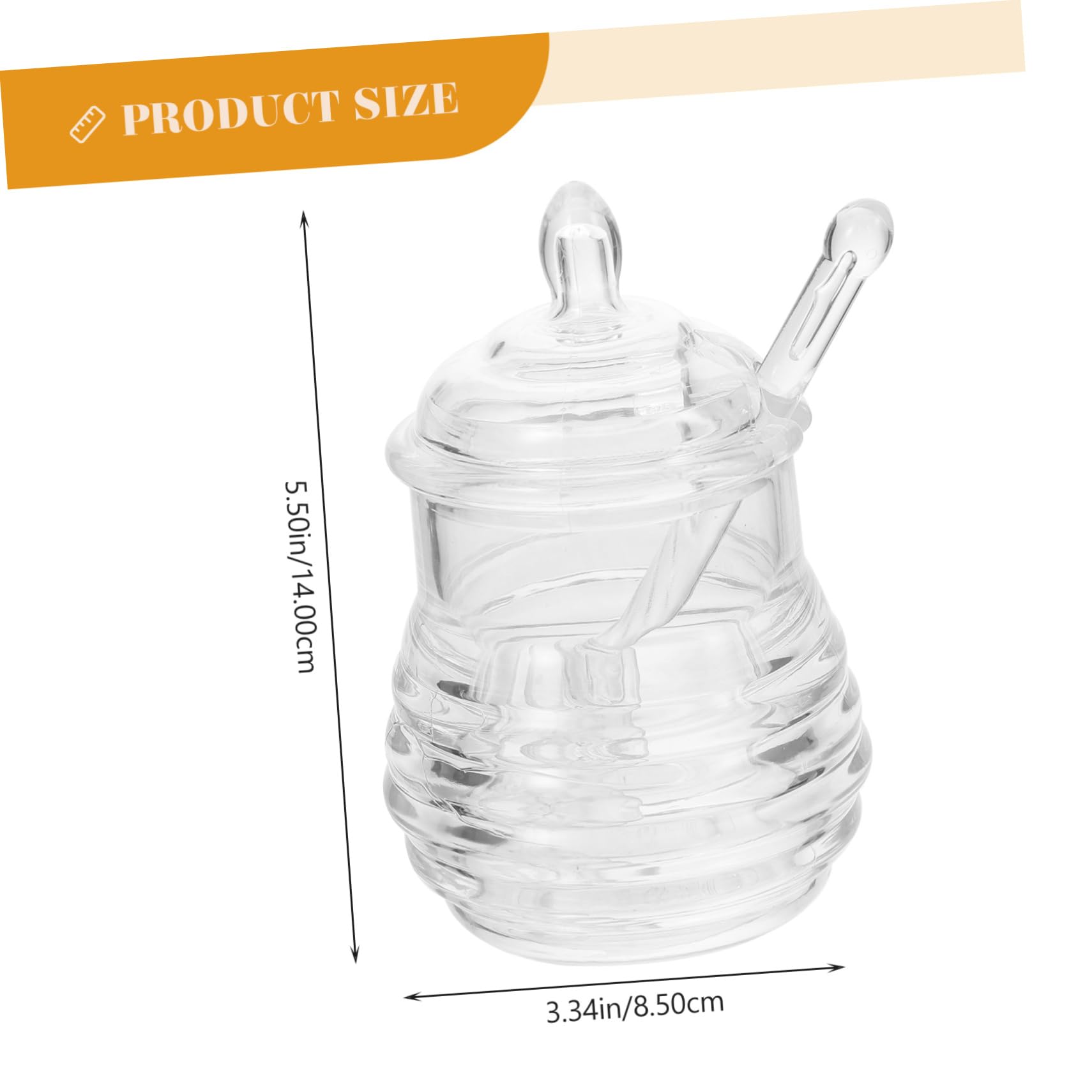 OFFSCH Honey Jar Dipper Set 245ml Honey Pot Plastic Syrup Dispenser Lidded Honey Container for Kitchen