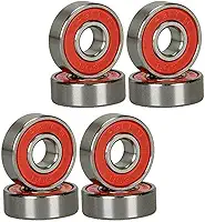 Rolamentos de skate longboard ABEC-9 608 RS de prata vermelha da GCA (8 peças)