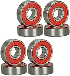 Rolamentos de skate longboard ABEC-9 608 RS de prata vermelha da GCA (8 peças)