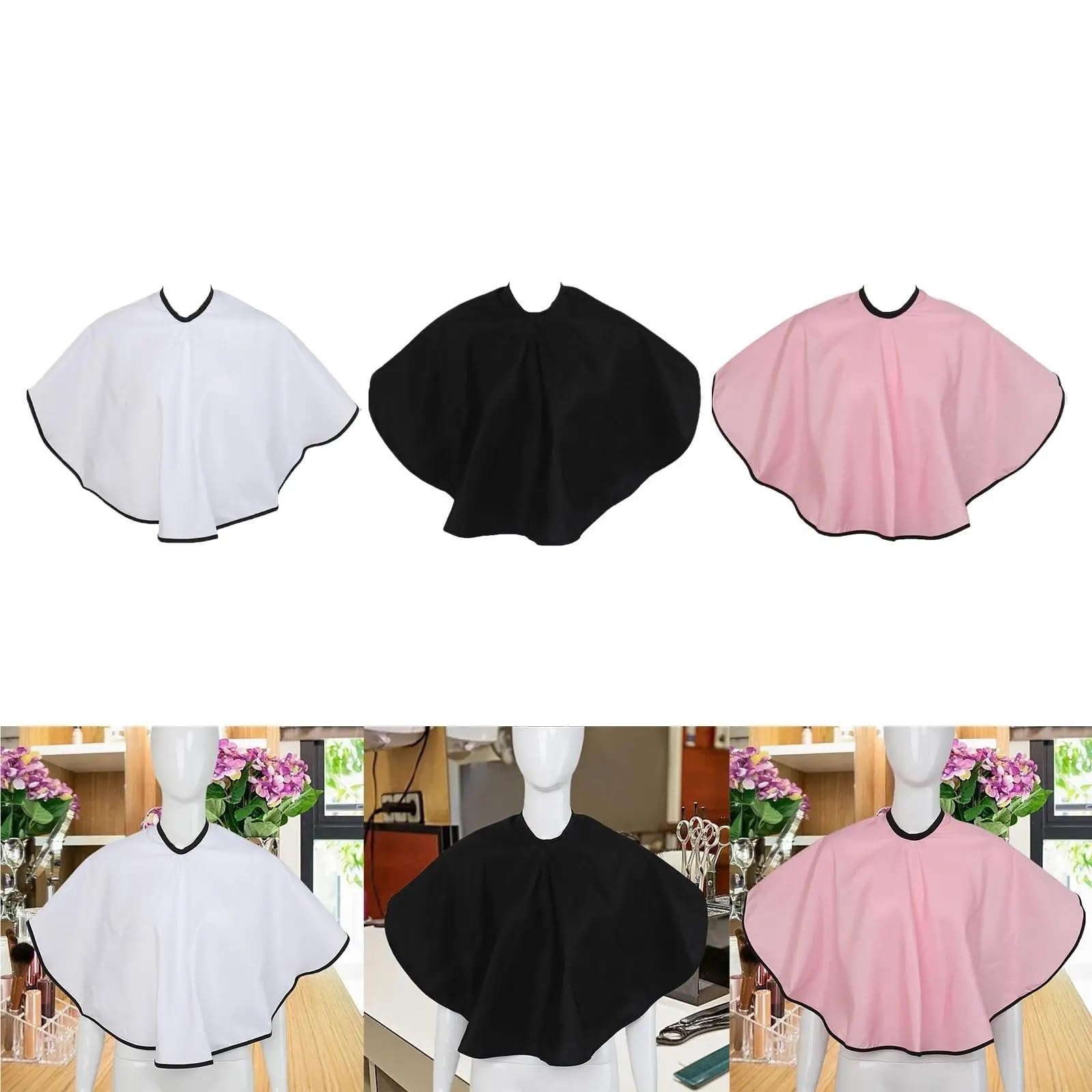 Capo Barbiere Mantella da Barbiere da 3 Pezzi Mantella da Barbiere for Capelli Mantella for tinture for Capelli for Acconciature Mantella da Barbiere for Parrucchiere(White)