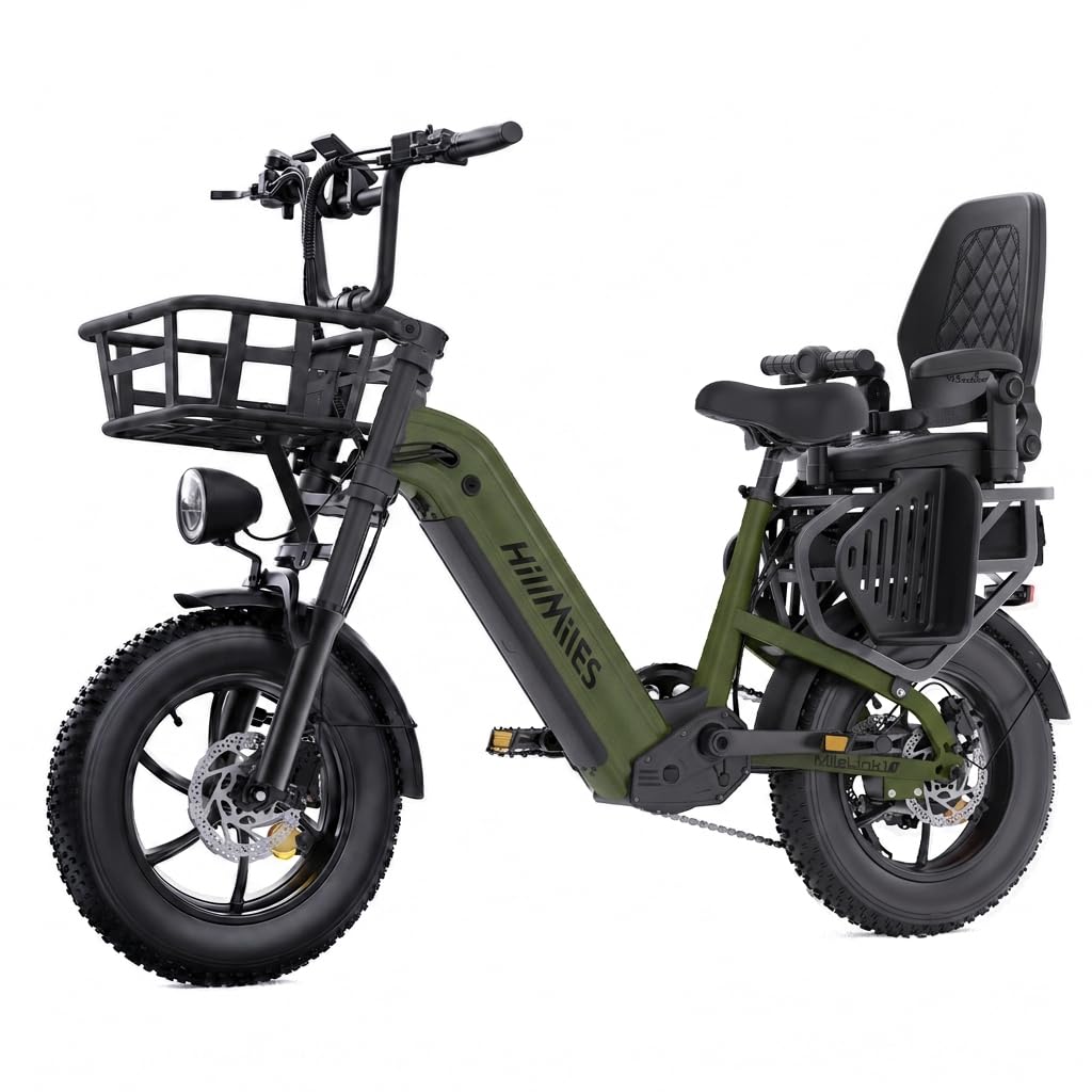 HillMiles Vélo Électrique Adulte, Autonomie120/250km,1968Wh,Charge150 kg | Fourche Suspendue à Double Té, Double Frein Hydraulique à Disque,Ebike Avec 1/ 2 Batteries ,7 Vitesses,Pneus Larges16*4"