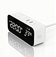 Jinvocloud Smart WiFi Alarm Clock: 20W Fast Charging, 2AC Smart Outlets, App/Alexa Control, Weather Temp Display, Snooze Timer