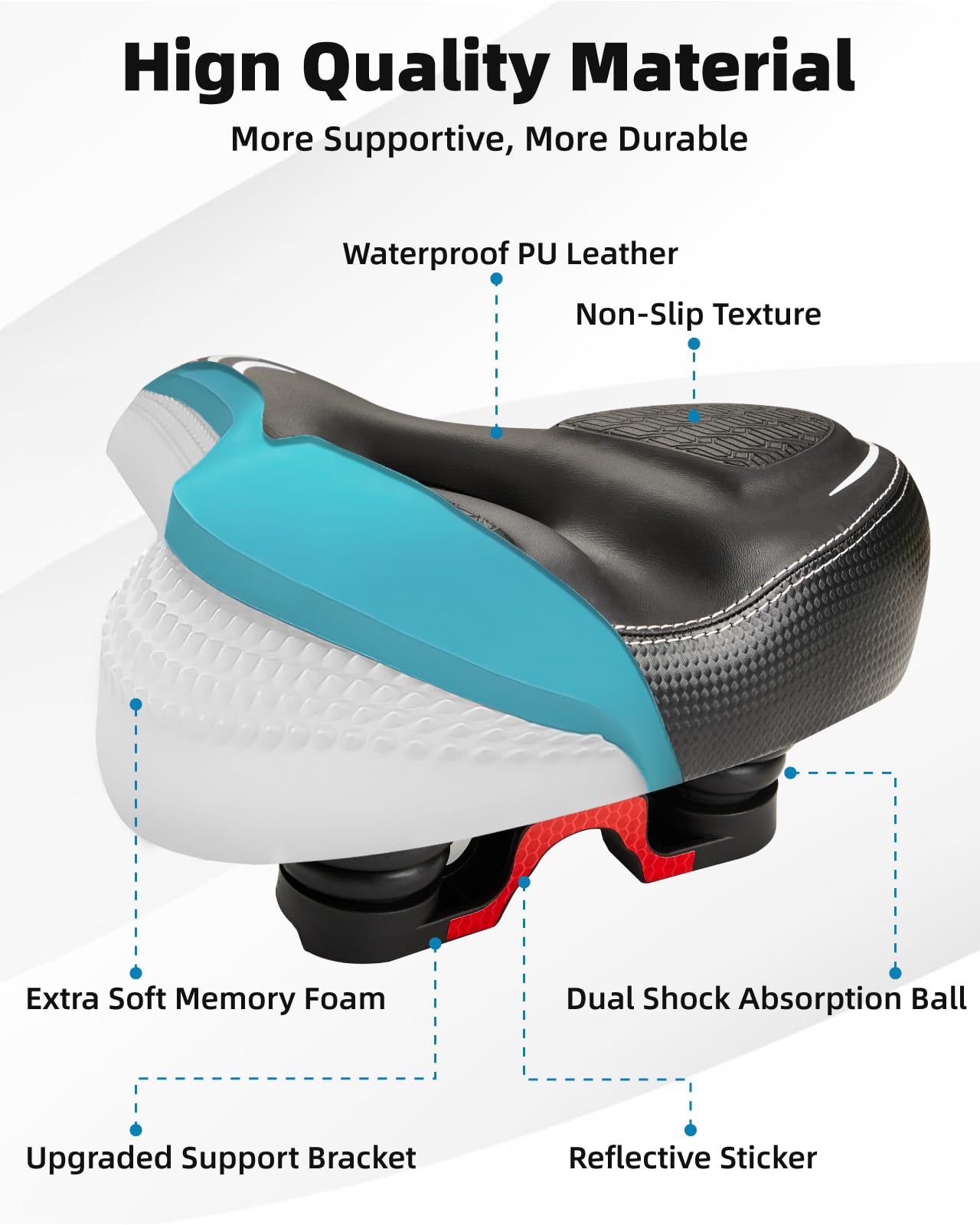 Fitense Asiento de bicicleta de gran tamaño para bicicleta Peloton y Bike+, cojín de asiento cómodo compatible con bicicletas Peloton, de carretera o de ejercicio, reemplazo de sillín de bicicleta