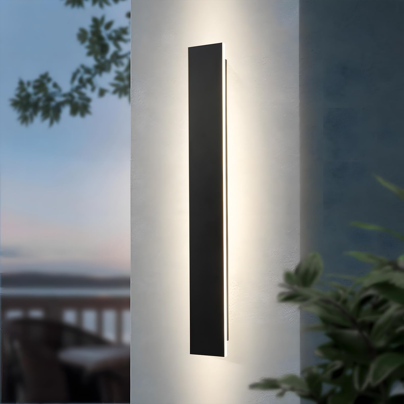 Applique Esterno LED 12W 60CM Nero IP65,Luce Bianco Naturale 4000K | Lampada Da Parete Impermeabile,Luce Decorativa Lunga Per Villa,Giardino,Balcone,Terrazzo,Ingresso,110-240V