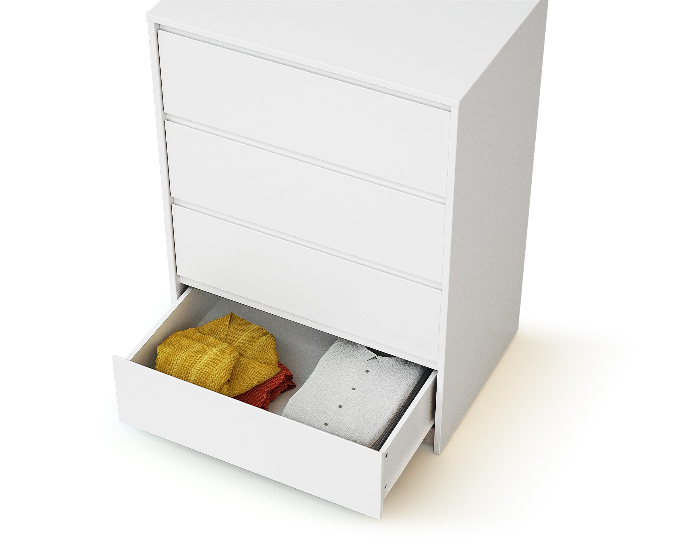 WEBABY - Commode bébé 4 tiroirs en bois UNO - Blanc | Meuble chambre enfant | 71 x 48x 98,5cm