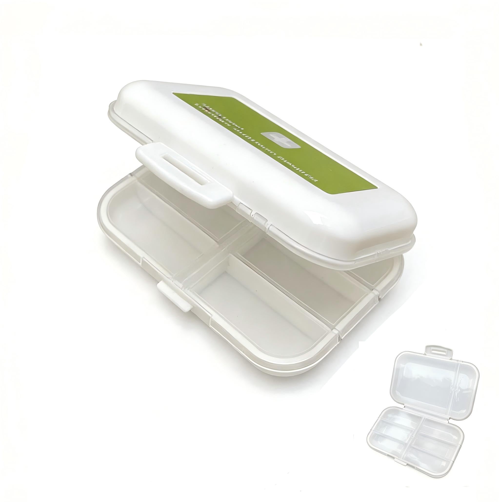 HENWAFX 8-Compartment Portable Pill Organizer, 7 Small + 1 Large Grid Sealable Medicine Case, 11x8x3cm PP Pill Box for Travel & Daily Use