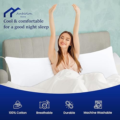 Miniatura 4 de Funda de almohada corporal de 20 x 48 pulgadas, 100 % algodón egipcio suave, paquete de 1 funda de almohada corporal de 500 hilos de alta calidad