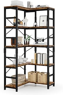 NUMENN 5 Tier Corner Bookshelf, Modern Corner Bookcase,...