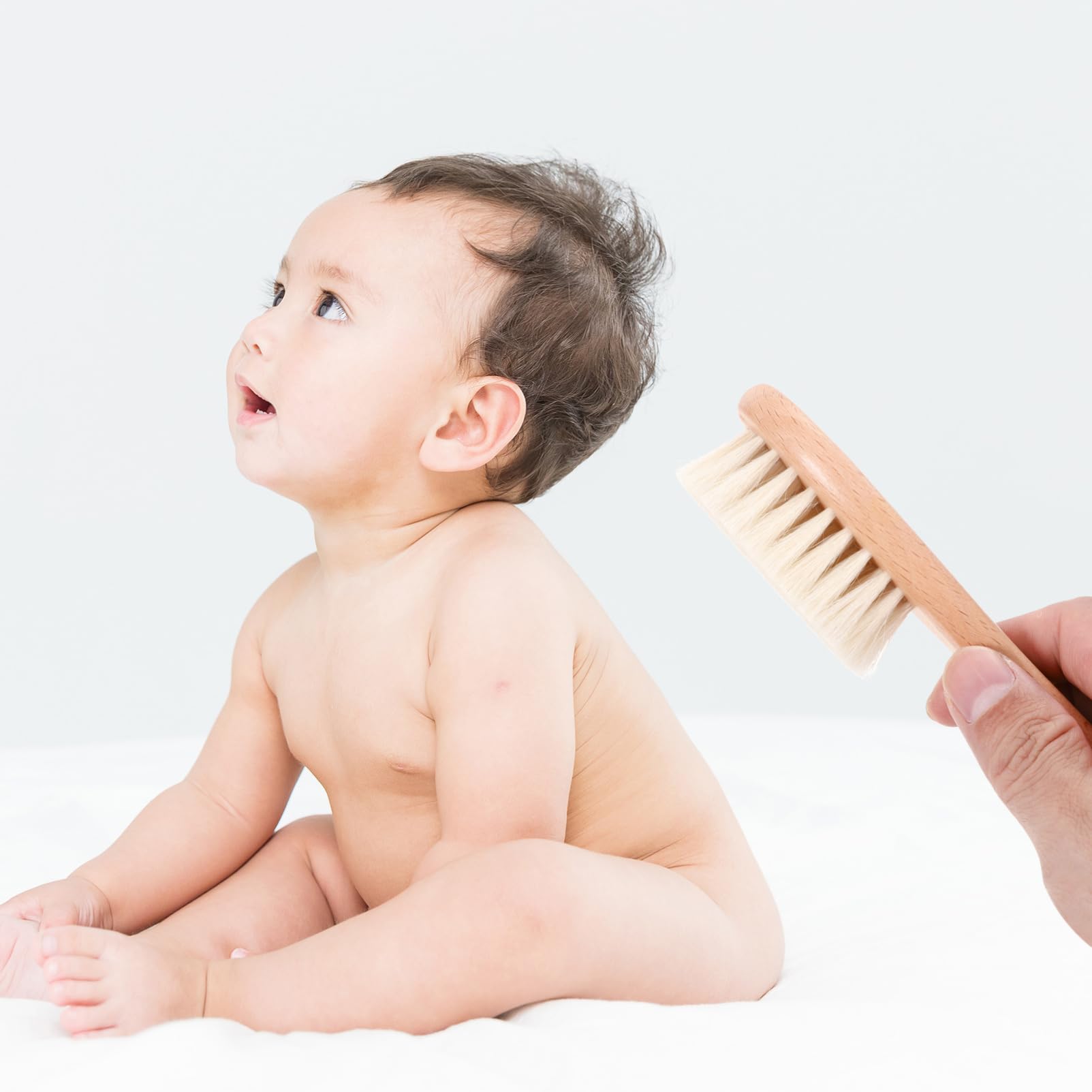 TOYANDONA 3 Juegos 4 Piezas cepillo de lana cepillos para el cabello de bebe cepillos de lana para bebe producto para el cuidado del cuero cabelludo peine de madera para bebe Lana para bebé