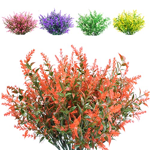 Boic 10 Bündel künstliche Lavendelblumen Outdoor-Kunstblumen für Haus, Schlafzimmer, Garten, Büro, Gras, Tischdekoration (Orange)