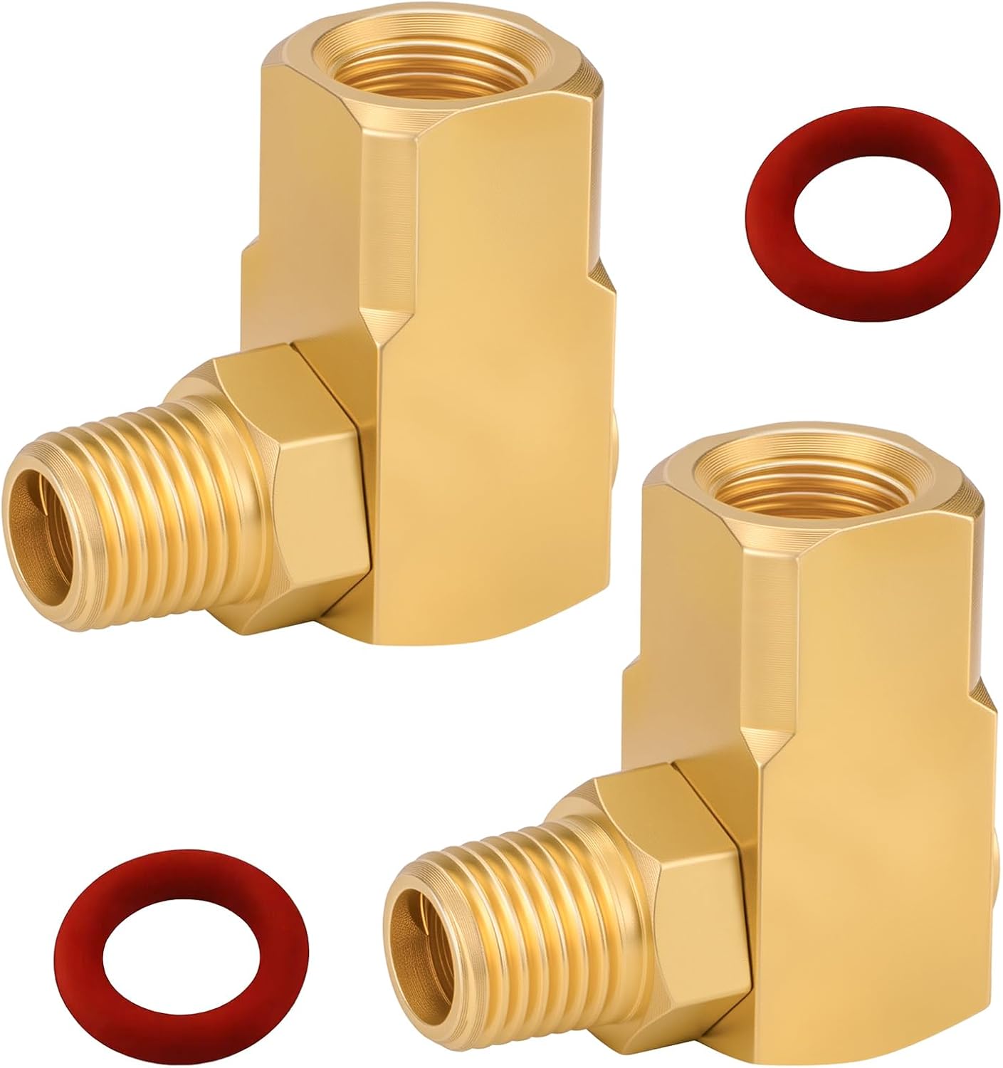2 Pack 1/4" NPT Brass Swivel Joint 90° Elbow for Air Hose Reel, Female × Male Thread, Compatible with Side Winder 50310, Includes Teflon Tape for Leak-Free Connection (2)