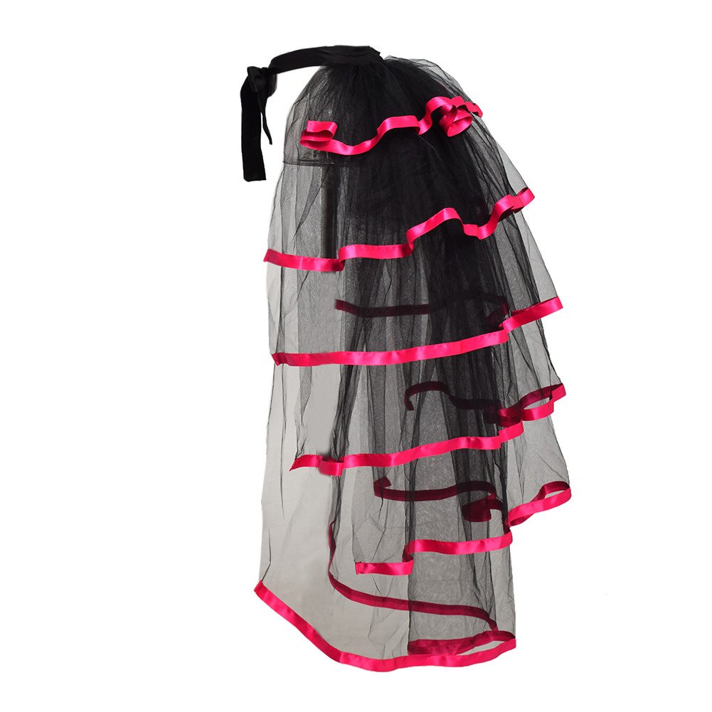 Graceart Women's Pink Hem Victorian Steampunk Tulle Bustle Vintage Tutu Belt Lace Underskirt Neo-Gothic Costume