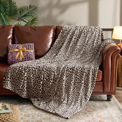 Image of BEDELITE Fleece Blanke for Couch & Bed Leopard Print Throw Blanket - Soft Blanket, Cozy Lightweight Fleece Animal Print Throw, 60 inchx 80 inch, Snow Leopard