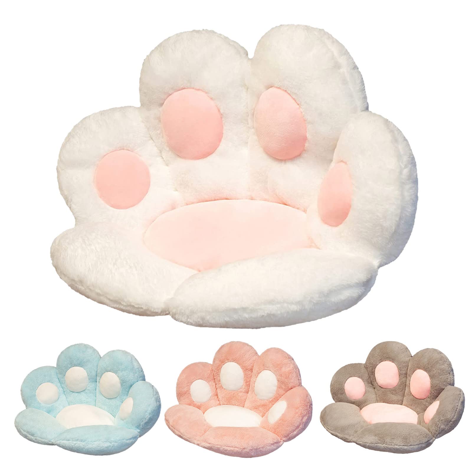 DXDYDZ Reversible Cat Paw Seat Cushion Cozy Paw Shaped Chair Cushion Cute Chair Pad Plush Chair Pillow Lazy Back Cushion Waist Support Armchair Cushion Soft Cat Paw Shaped Sofa Office Cushion (White)