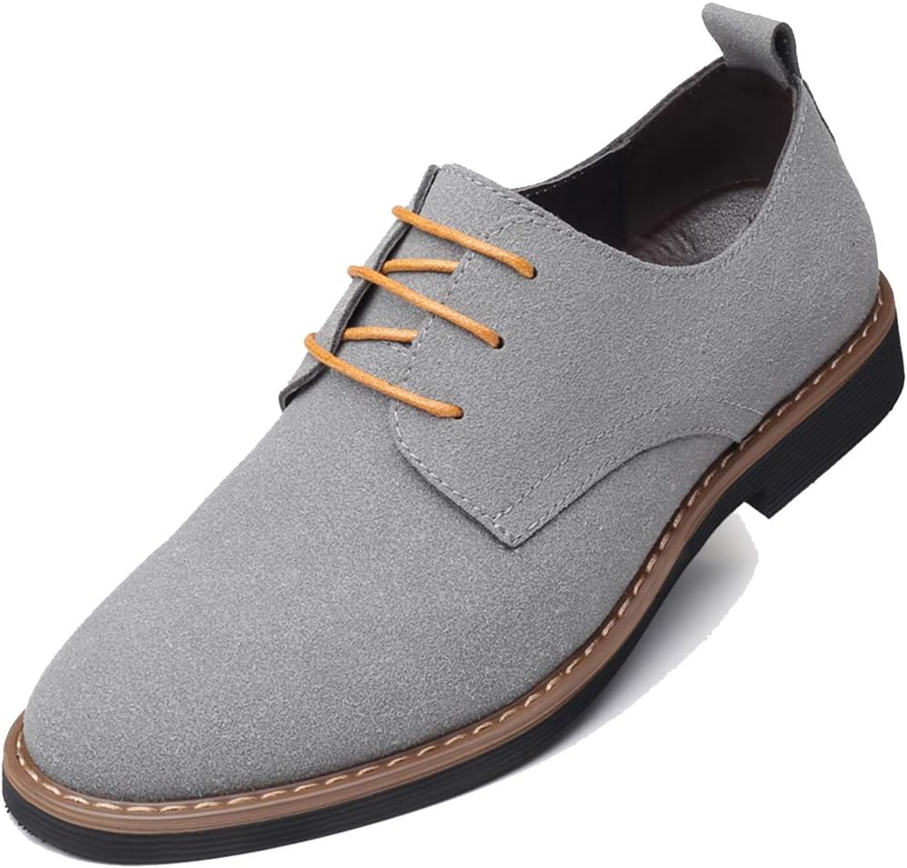 Lnafan Men's Fashion Lace Up Nubuck Suede Leather Shoes