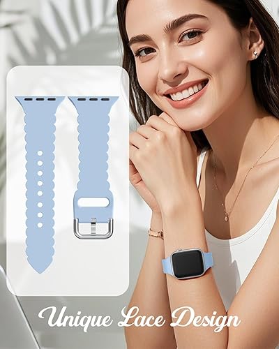 Miniatura 9 de Sunnywoo Correa de silicona de encaje compatible con correas de Apple Watch de 1.575 in, 1.614 in, 1.496 in, 1.732 in, 1.654 in, 1.772 in, 1.929 in,