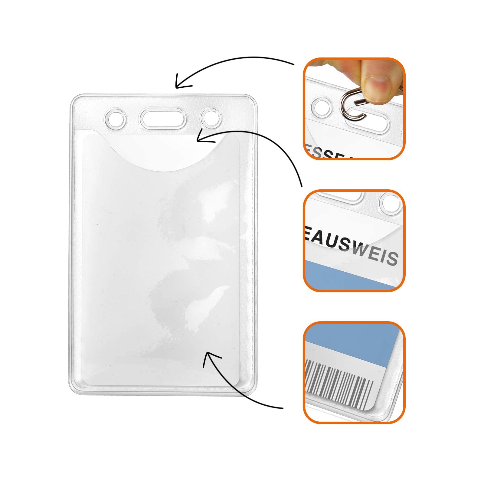 Karteo Kartenhülle A7 Format 74 x 105 mm [100 Stück] Ausweishüllen Vinyl transparent vertikal Ausweishalter Kartenhalter für Karten Ausweise