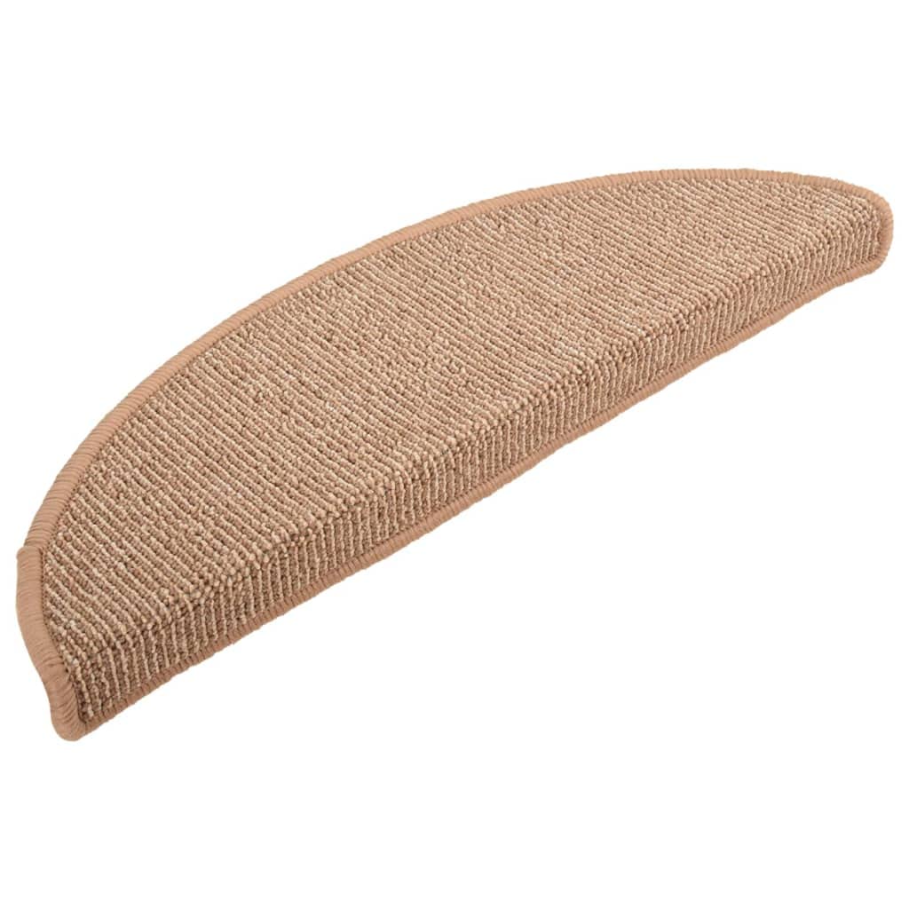 vidaXL Tapis d'escalier 15 pièces 56 x 17 x 3 cm Marron Clair Demi-Rond