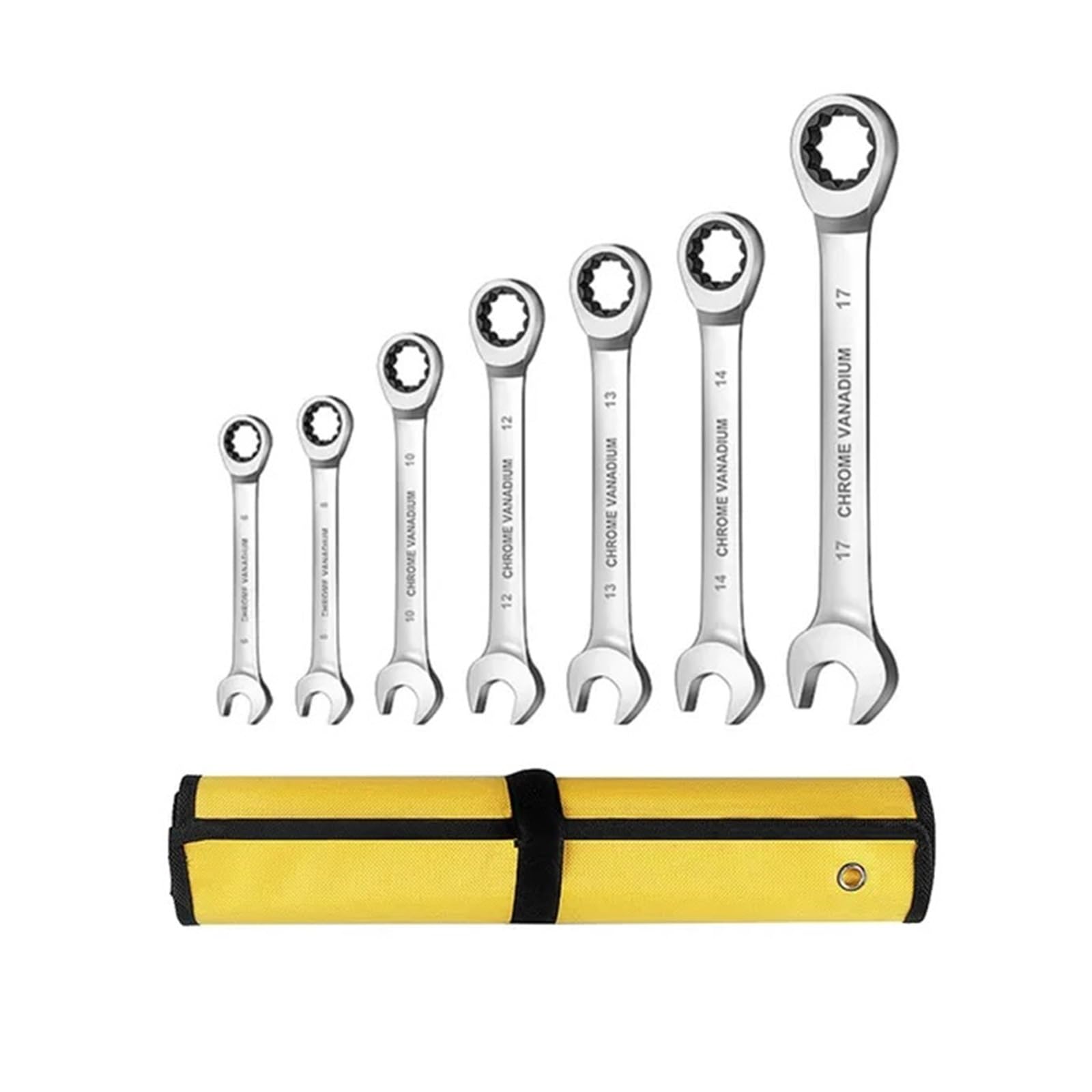 Juego De Llaves Combinadas De Trinquete De 6 A 22 Mm, Herramientas Manuales Métricas, Llaves Inglesas For Reparación De Automóviles, con Bolsas De Tela Enrolladas Eficacia Práctica(7 PCS)