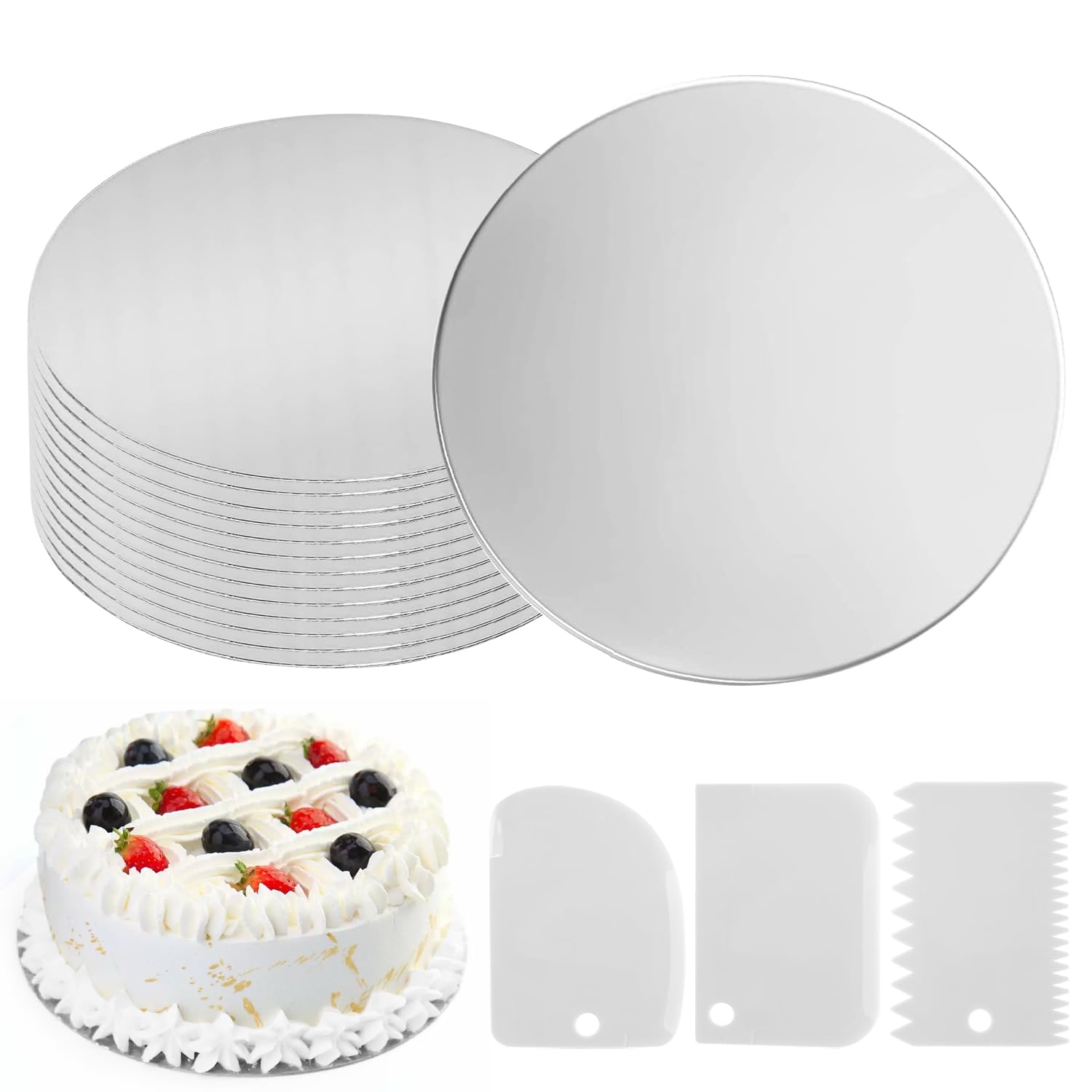 Vassoio sottotorta tondo argento da 18 a 40 cm ed h 1,2 cm
