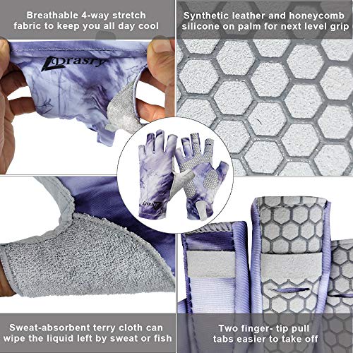 Drasry Uv Protection Fishing Fingerless Gloves Men Women Upf 50+ Spf Gloves For Fishing Kayak Paddling Hiking Sailing Rowing Sun Gloves Purple S #TOP2