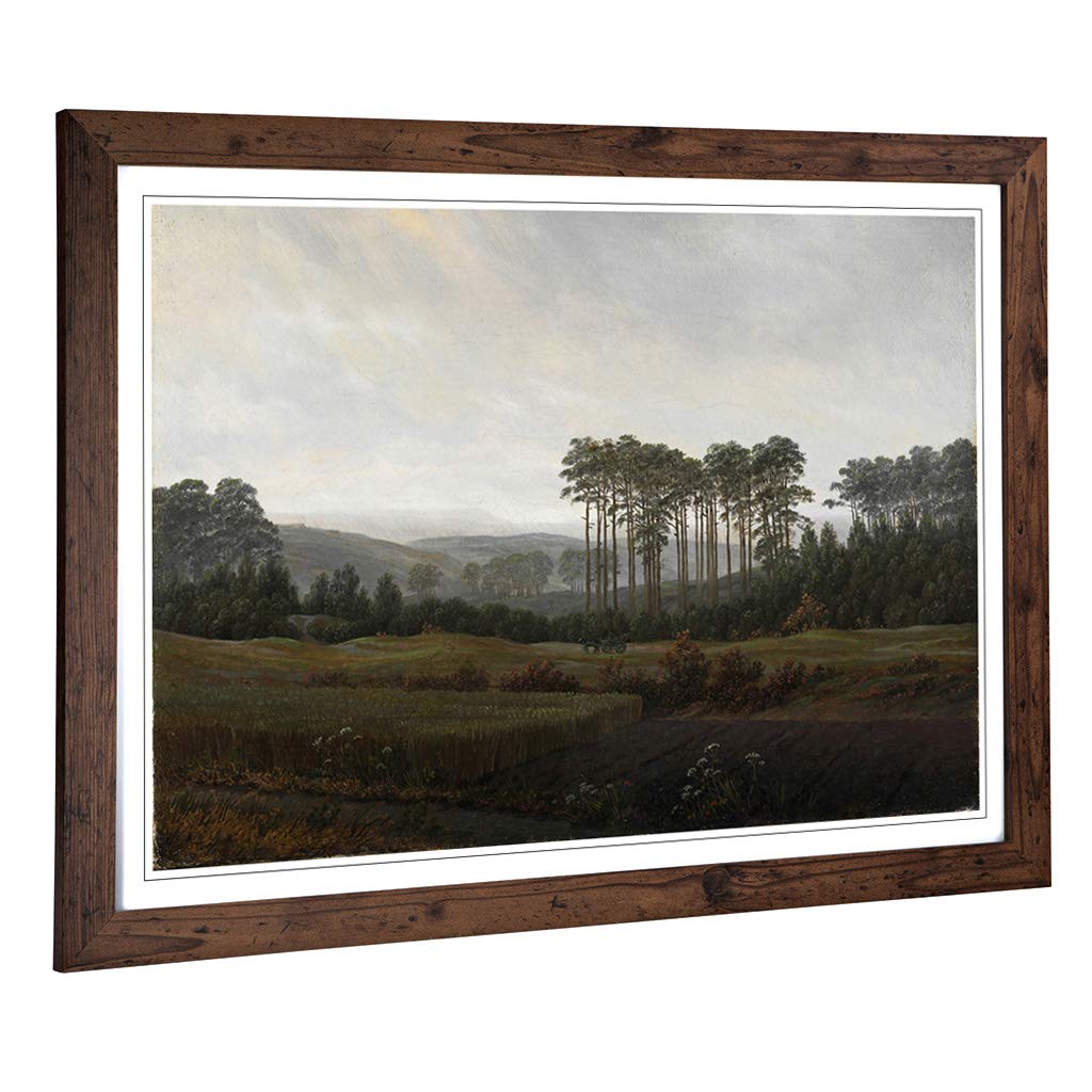 Big Box Art Framed Print of Friedrich Caspar David Landscape (1) Design | Wall Art Picture | Home Decor for Kitchen, Living Room, Bedroom, Hallway, Walnut, A2 / 24.5x18 Inch / 62x45cm