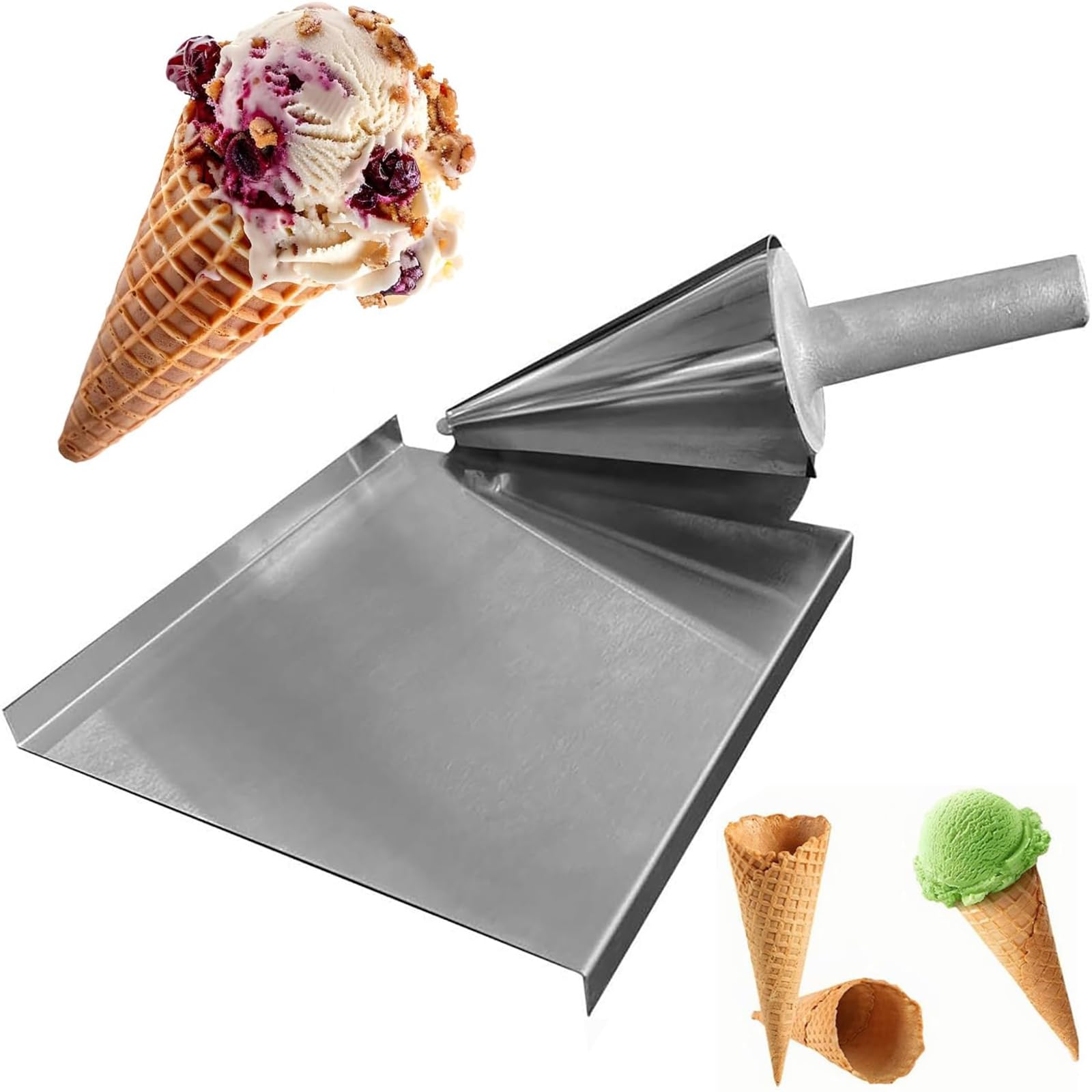 Outil de formation de cônes de gaufres, acier inoxydable, moule de façonnage de cornets de crème glacée avec surface lisse, outil de cuisson professionnel for cuisine, boulangerie et usage commercial