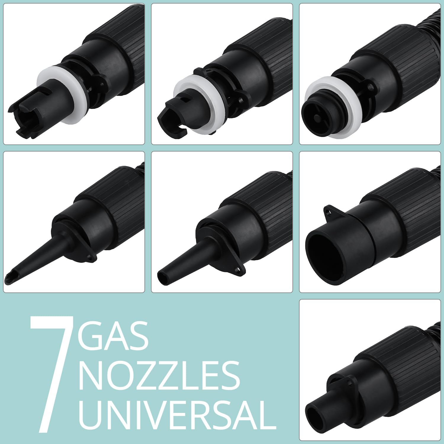 QWORK® Aufblasbare Pumpen Adapterset, SUP-Pumpenadapter Zubehör mit 7 Düsen und Luftschlauch, für aufblasbares Stand-Up-Paddle-Board, Boot, Zelt, Pool