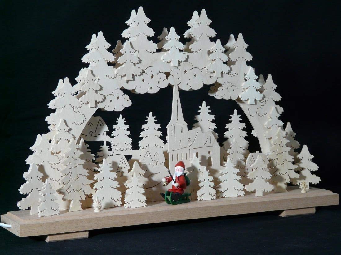 Arche lumineuse Père Noël sur traîneau pour réchauffer votre décoration d'hiver