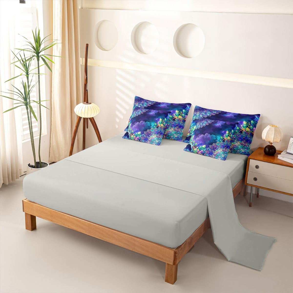 Homewish Bunter Kristall Bettwäsche Set 220x240cm 7tlg
