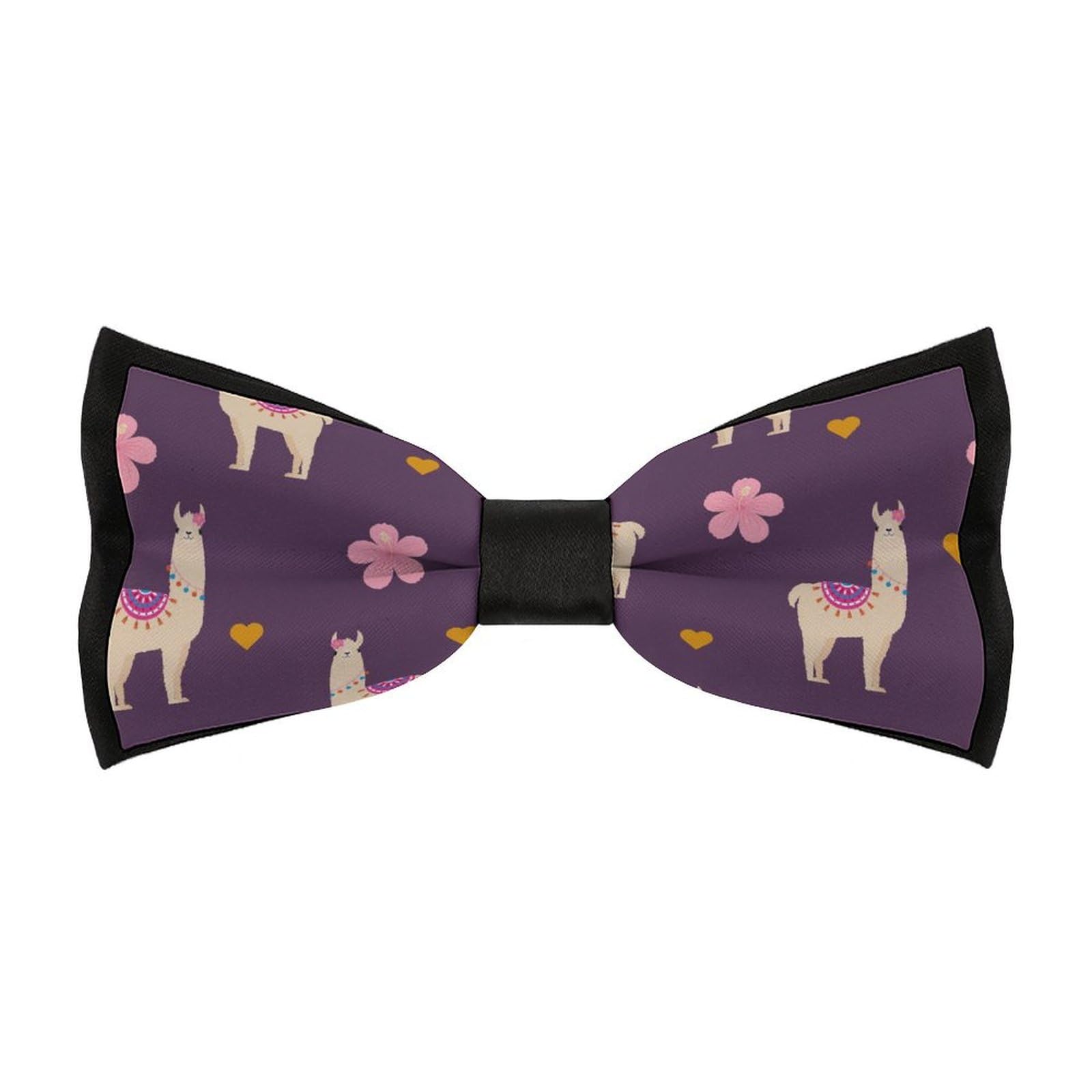 Unedskck Bow Tie for Men,Cute Llama And Flowers Adjustable Pre-Tied Bow Tie for Wedding Work Party