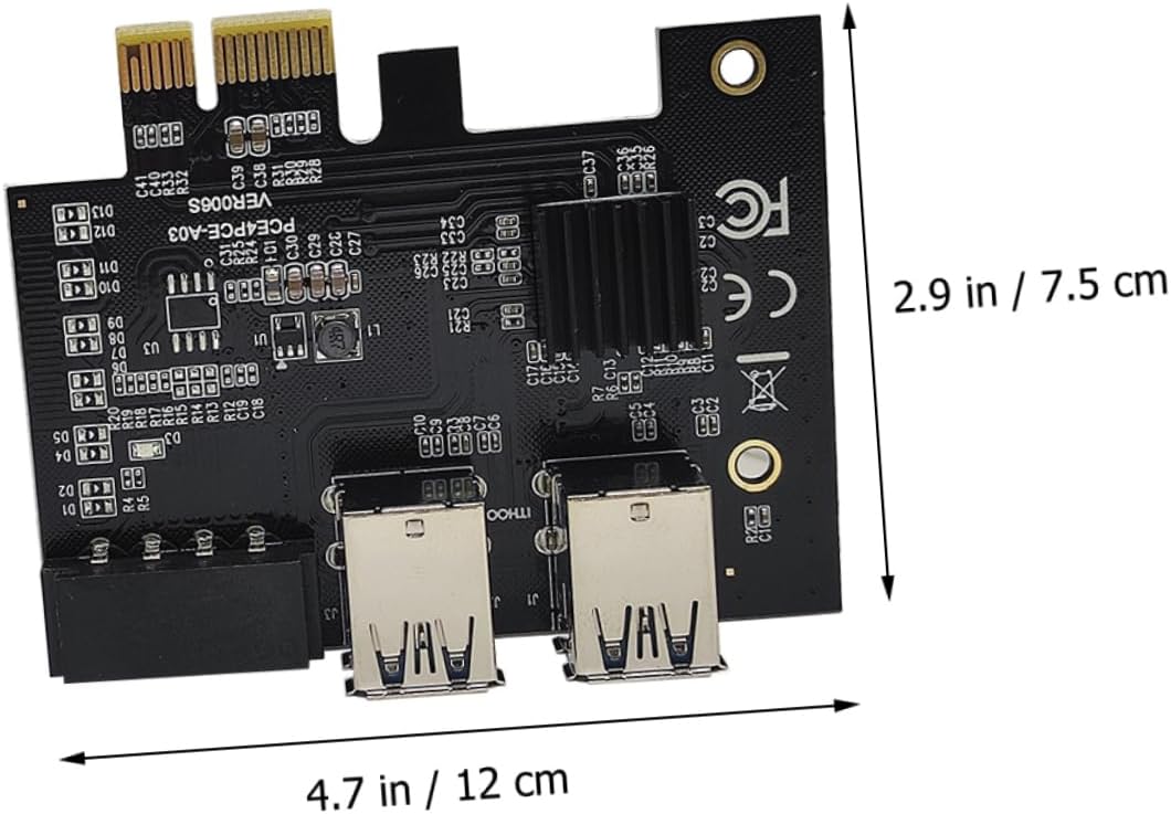 Uonlytech Pci Expansion Card USB Ports Dual Pci Adapter for Mining and Gaming Plated Connectors for Enhanced Data Integrity and Stability