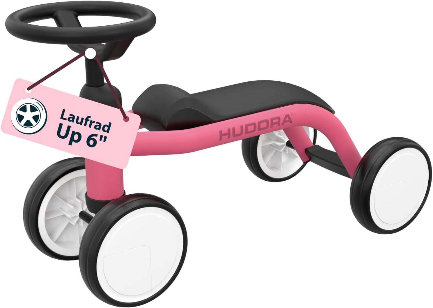 HUDORA Up 6 Inch Pixie Balance Bike - Lightweight Walking Bike from 12 Months - Balance Wheel with High Tipping Stability - First Walking Toy for Children from 73-80 cm - Children's Toy with 4 Wheels