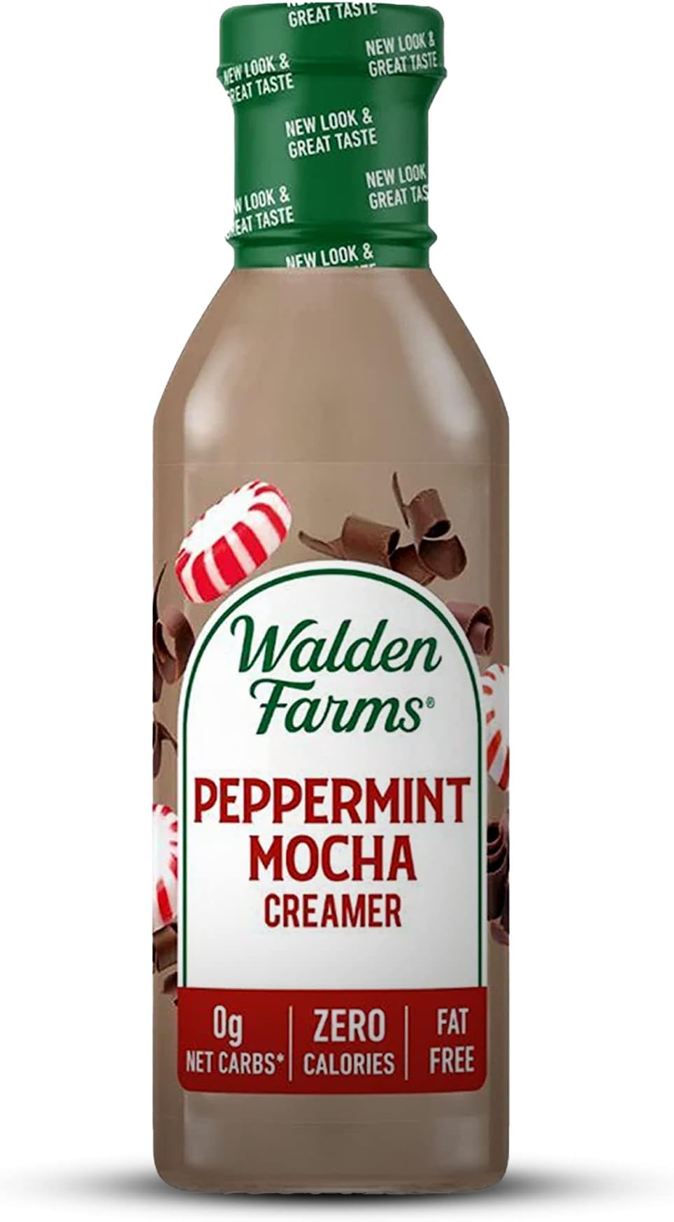 Walden Farms Peppermint Mocha Coffee Creamer – Zero Calorie, Fat-Free, Sugar-Free, Low Carb, Keto-Friendly, Dairy-Free, Vegan – 12 oz Bottle