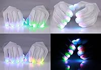 Vista 6 de Flashing Panda Guantes LED Raver, 6 modos, RGB Multicolor, Blanco, Blanco