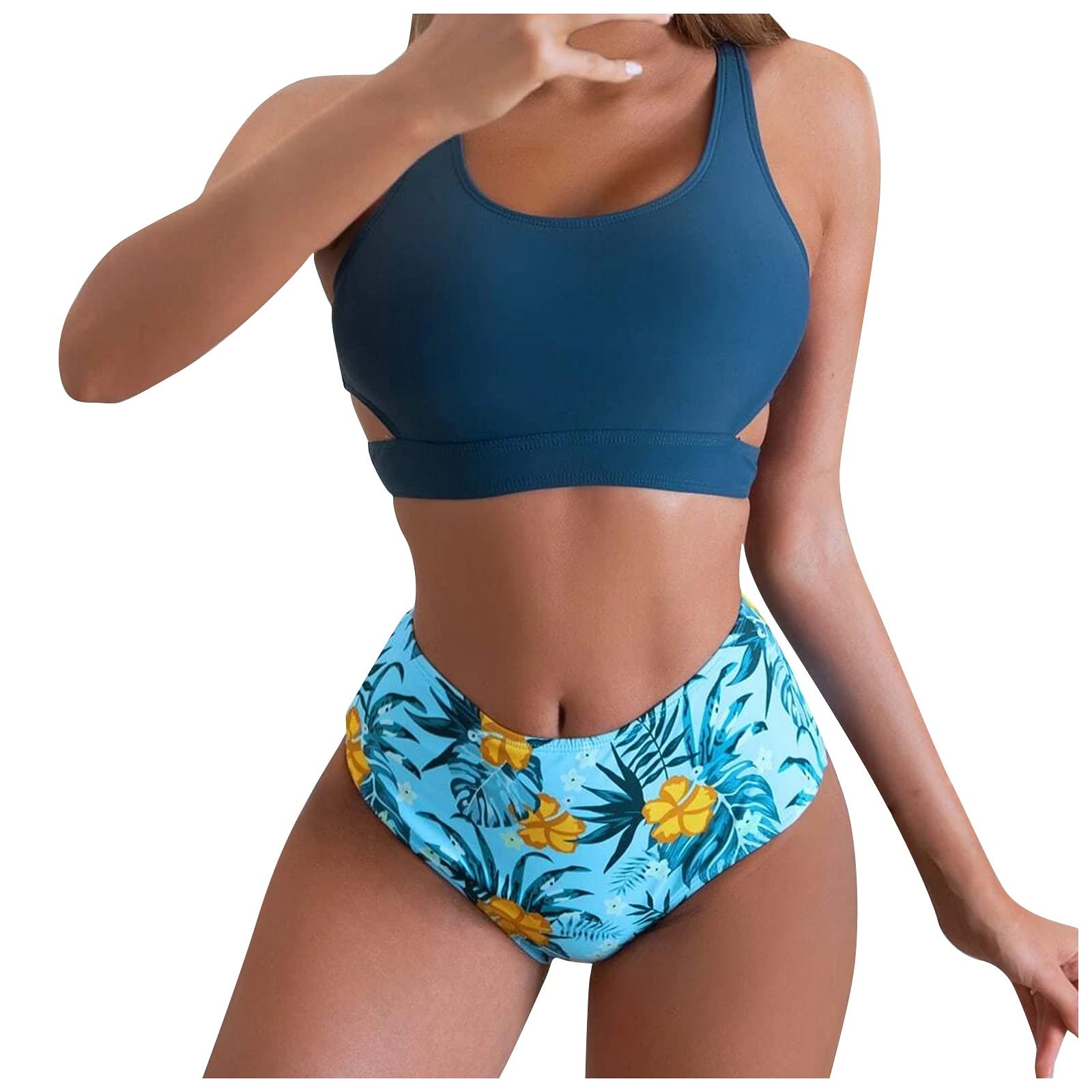 CoolsterWomen Sexy Print Bikini Set Push Up Bathing Swimwear High Waist Swimsuit