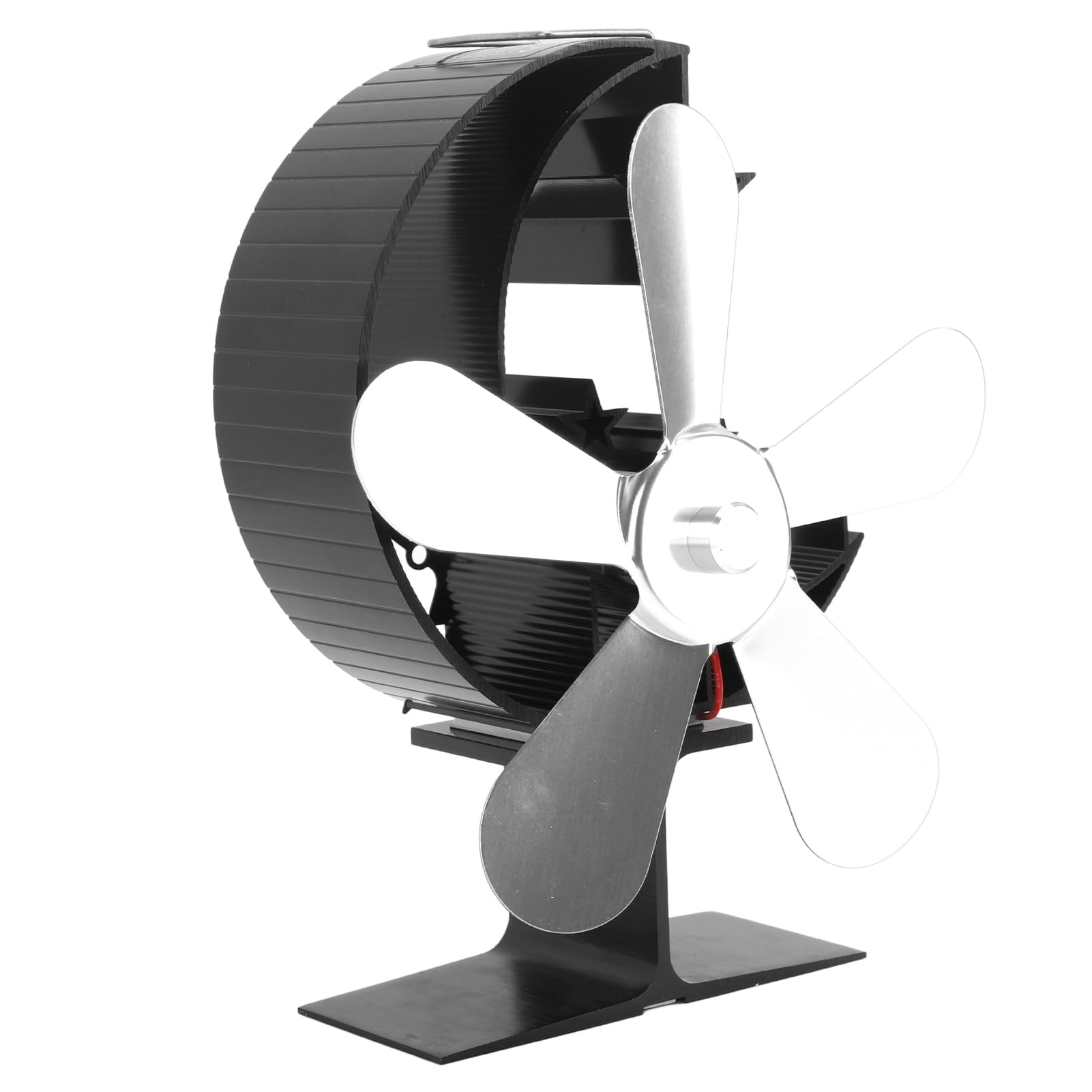 WINH Ventilatore per stufa a legna a 5 pale, in lega di alluminio, a risparmio energetico, ventilatore per la casa, alimentato a calore, per pesca sostenibile sul ghiaccio all'aperto (argento)