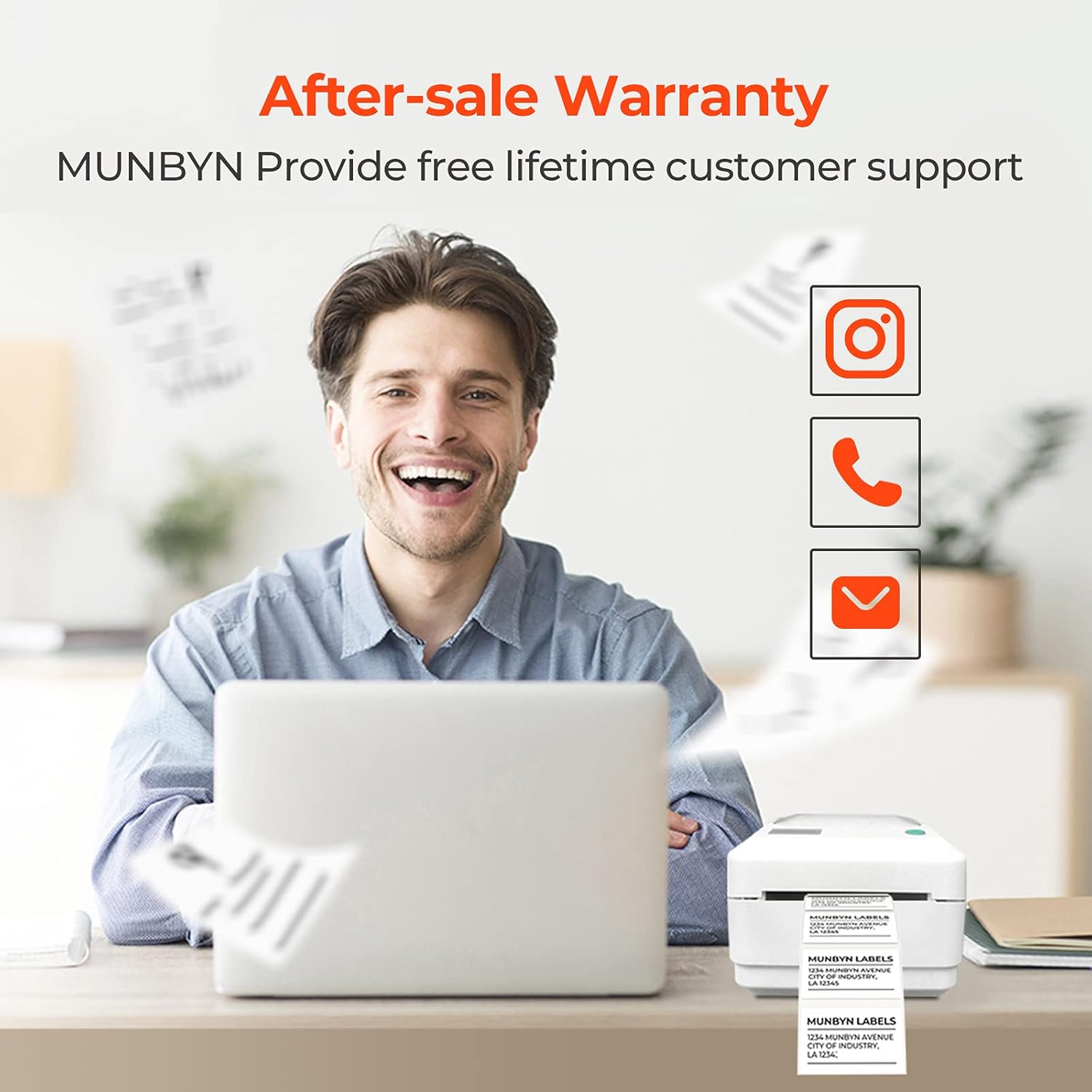 MUNBYN 2.25"x1.25" Thermal Sticker Labels, Self-Adhesive Barcode Label Paper for Direct Thermal Printer and Business, Multi-Purpose Rectangle Address Shipping Mailing Stickers,4000 Sheets/4 Rolls