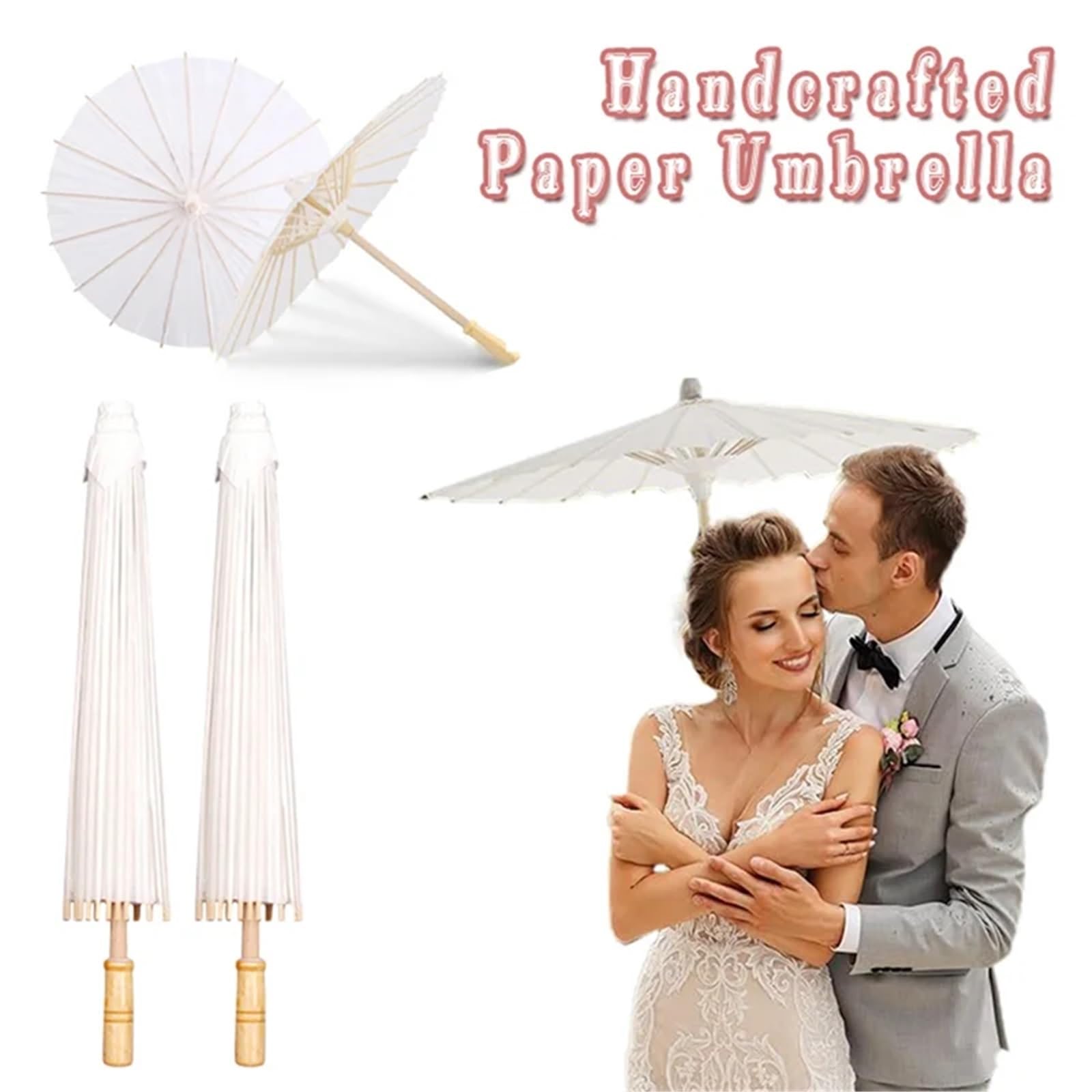 Sonnenschirm Hochzeit 60 cm weißer Papierschirm for Hochzeiten, Partygeschenke, DIY-Bambusschirm, Mittelstücke for Brautshows, Foto-Requisiten