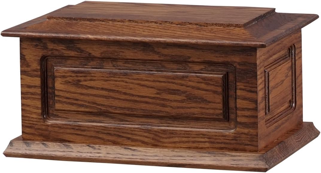 Treasure Oak Wood Funeral Cremation Urn - 100% Oak Wood - Adult Size