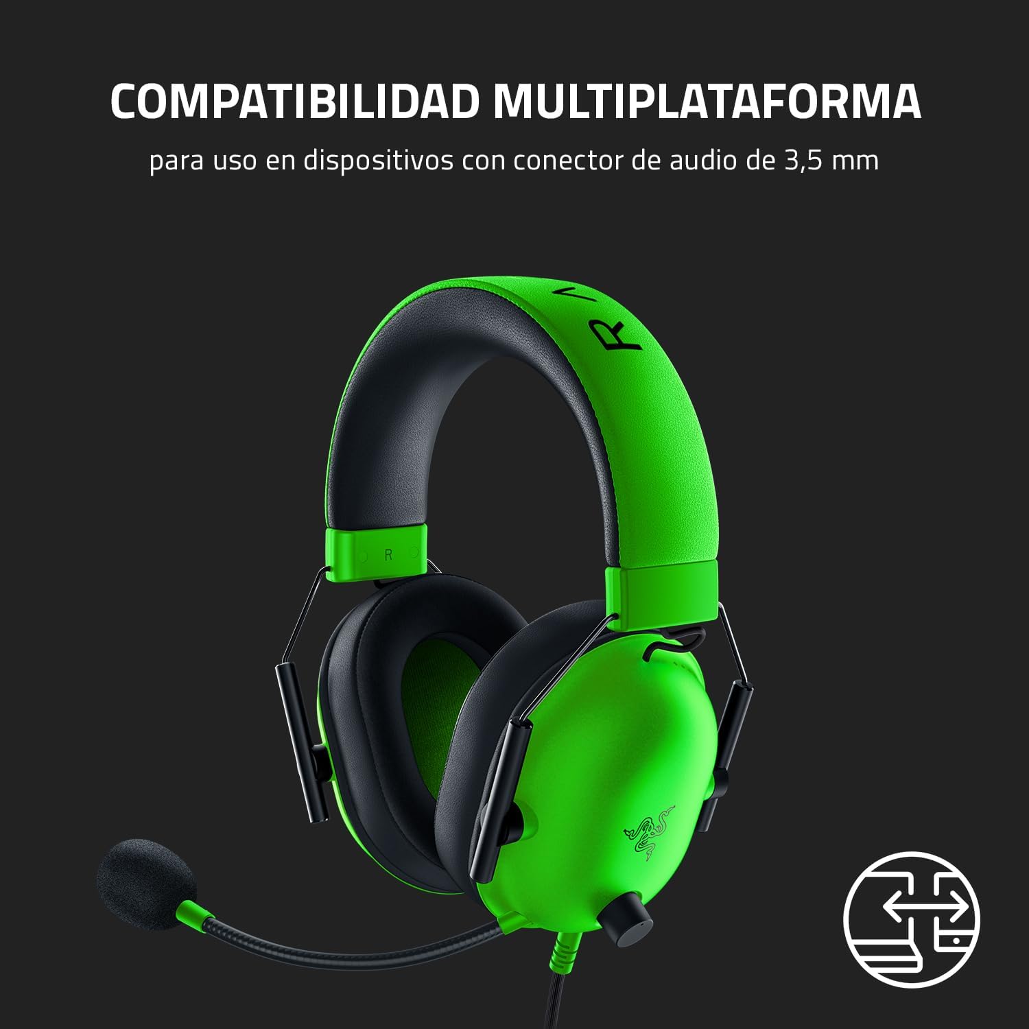 Razer BlackShark V2 X – Auriculares Gaming (altavoces de titanio de 50 mm, micrófono cardioide, cancelación de ruido pasiva avanzada para PC, Mac, PS4, Xbox One y Switch) Verde 9