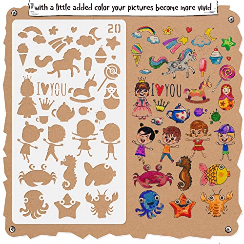 int!rend Pochoir Peinture - Lot de 26 Dessin Enfant et Adulte - Accessoire pour Bullet Journal , Scrapbooking , Album Photo - Image 5